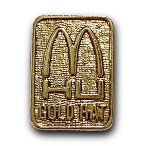 McDonald’s Pin HU Gold Hat Award 1990s Hamburger University Metal Lapel Pin